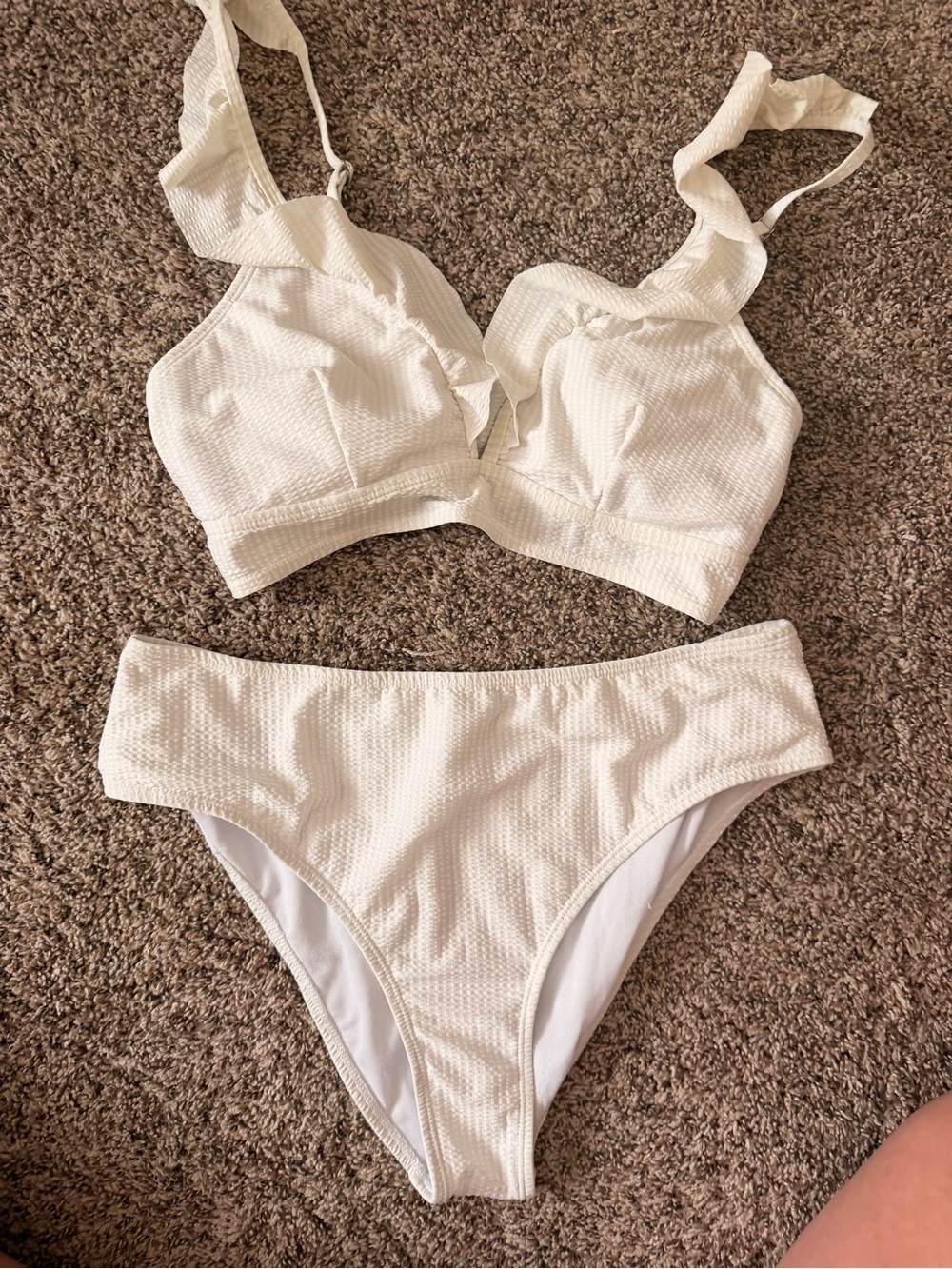 Textured White Two-Piece Bikini Set
